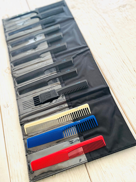 COMB SET - CARBON & PLASTIC - 12 PIECE