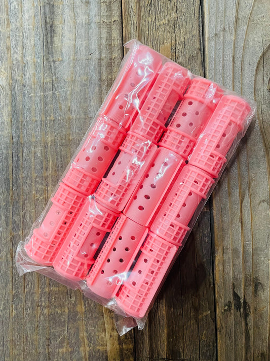 PLASTIC ROLLERS - PINK - 12 PACK